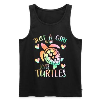 Juste une fille qui aime les tortues - Débardeur bio Premium Homme - noir - Devant - Michal (187cm)
