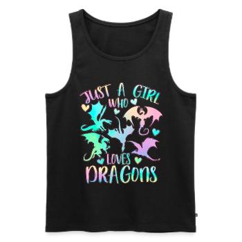 Nur ein Mädchen, das Drachen liebt - Männer Premium Bio Tank Top - Schwarz - Vorne - Michal (187cm)