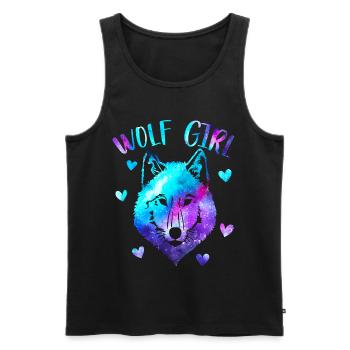 Wolfsmädchen - Männer Premium Bio Tank Top - Schwarz - Vorne - AI Model Male 178 light (178cm)