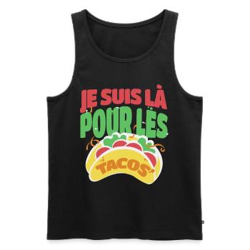 Tacos je suis là pour les tacos humour cadeau - Débardeur bio Premium Homme - noir - Devant - Michal (187cm)