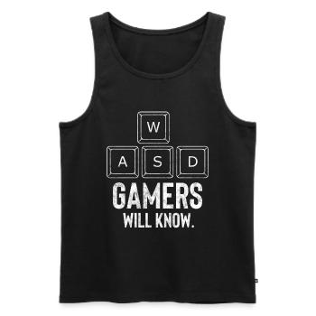 WASD Gamers Will Know - Débardeur bio Premium Homme - noir - Devant - AI Model Male 178 light (178cm)