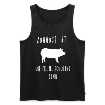 Zuhause ist wo meine Schweine sind - Männer Premium Bio Tank Top - Schwarz - Vorne - Michal (187cm)