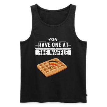 Lustiger Denglisch Waffel Spruch Denglish Sprüche - Männer Premium Bio Tank Top - Schwarz - Vorne - Michal (187cm)