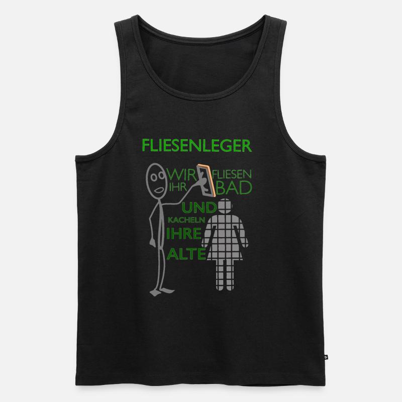 Lustiger Fliesenleger Spruch Geschenkidee - Männer Premium Bio Tank Top - Schwarz