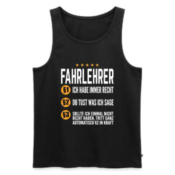 lustige Fahrlehrer Regeln Führerschein Fahrschule - Männer Premium Bio Tank Top - Schwarz - Vorne - Michal (187cm)