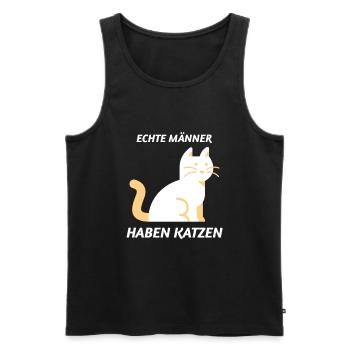 Echte Männer haben Katzen Katzenliebhaber - Männer Premium Bio Tank Top - Schwarz - Vorne - Michal (187cm)
