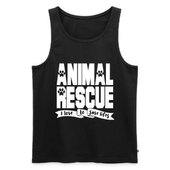 Protection des animaux Défenseur des animaux Chiens Chiens Chats - Débardeur bio Premium Homme - noir - Devant - AI Model Male 178 light (178cm)