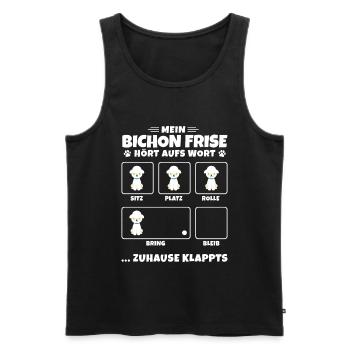 Bichon Frise canins de chien floqué - Débardeur bio Premium Homme - noir - Devant - AI Model Male 178 light (178cm)