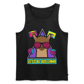 Funny 80s Retro 80s Eighties Music Lama - Men's Premium Organic Tank Top - black - Front - AI Model Male 178 light (178cm)