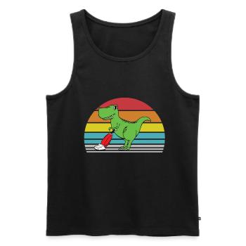 Lustiger T-rex mit Staubsauger - Männer Premium Bio Tank Top - Schwarz - Vorne - AI Model Male 178 light (178cm)