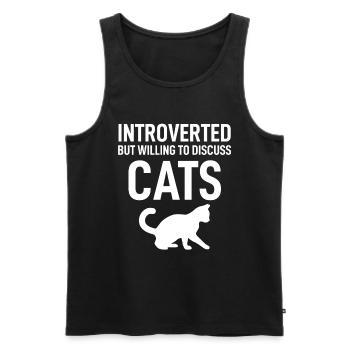 Introverted But Willing To Discuss Cat Funny Pet - Männer Premium Bio Tank Top - Schwarz - Vorne - Michal (187cm)