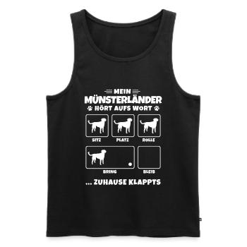 Kleiner Münsterländer Hundetricks Vorstehhund - Männer Premium Bio Tank Top - Schwarz - Vorne - AI Model Male 178 light (178cm)