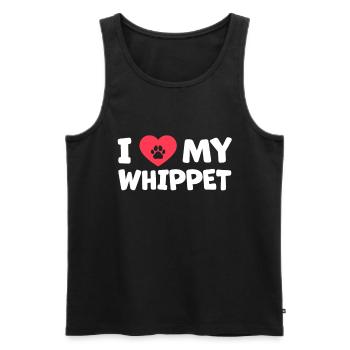 J'adore mon cadeau Whippet British Greyhound - Débardeur bio Premium Homme - noir - Devant - AI Model Male 178 light (178cm)