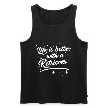 Leben ist besser mit Flat Coated Retriever Spruch - Männer Premium Bio Tank Top - Schwarz - Vorne - Michal (187cm)