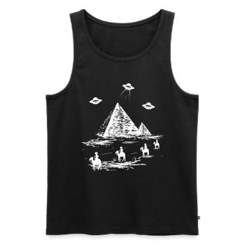 evolution alien ufo außerirdische pyramide ägypten - Männer Premium Bio Tank Top - Schwarz - Vorne - AI Model Male 178 light (178cm)