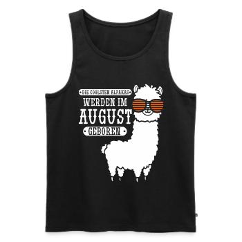 August Geburtstag Alpaka Spruch Lustig - Männer Premium Bio Tank Top - Schwarz - Vorne - Michal (187cm)
