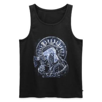 Wikinger Mann Portrait Schild Vegvisir - Männer Premium Bio Tank Top - Schwarz - Vorne - AI Model Male 178 light (178cm)