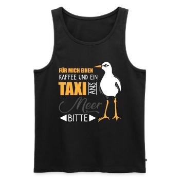 für mich einen kaffee und ein taxi ans meer bitte - Männer Premium Bio Tank Top - Schwarz - Vorne - AI Model Male 178 light (178cm)