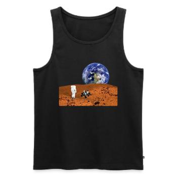 view from the moon to the earth with astronaut rover - Men's Premium Organic Tank Top - black - Front - AI Model Male 178 light (178cm)