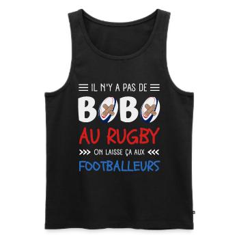 Il N'y A Pas De Bobo Au Rugby Humour Rugbyman - Débardeur bio Premium Homme - noir - Devant - AI Model Male 178 light (178cm)