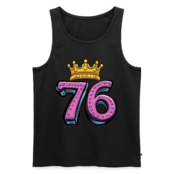 76 Nombre Couronne - Débardeur bio Premium Homme - noir - Devant - Michal (187cm)