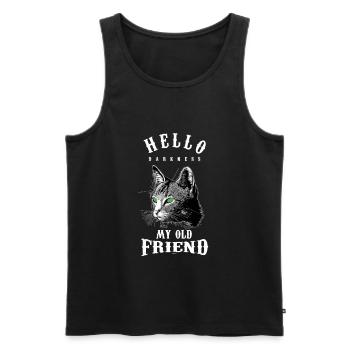 Hello Darkness My Old Friend Funny Cat Lovers Cat - Men's Premium Organic Tank Top - black - Front - AI Model Male 178 light (178cm)