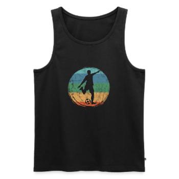 Retro Football Soccer Sports Vintage Graphic - Men's Premium Organic Tank Top - black - Front - Michal (187cm)