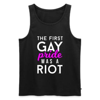 The First Gay Pride LGBT LGBTQ Transgender Support - Men's Premium Organic Tank Top - black - Front - Michal (187cm)
