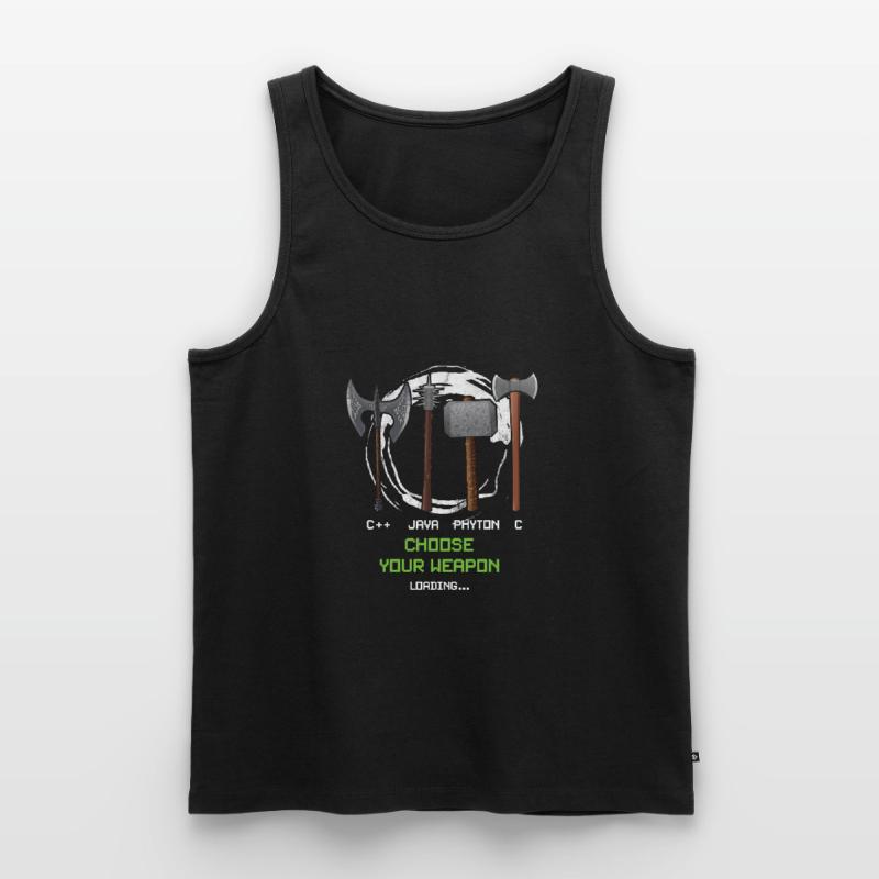 Funny Coder Programmer Entwickler Geeks Waffe Männer Premium Bio Tank Top