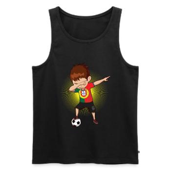 Football Portugais Portugal Footballeur - Débardeur bio Premium Homme - noir - Devant - Michal (187cm)
