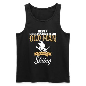 Skiing old man grandpa winter sport skiing gift - Men's Premium Organic Tank Top - black - Front - AI Model Male 178 light (178cm)