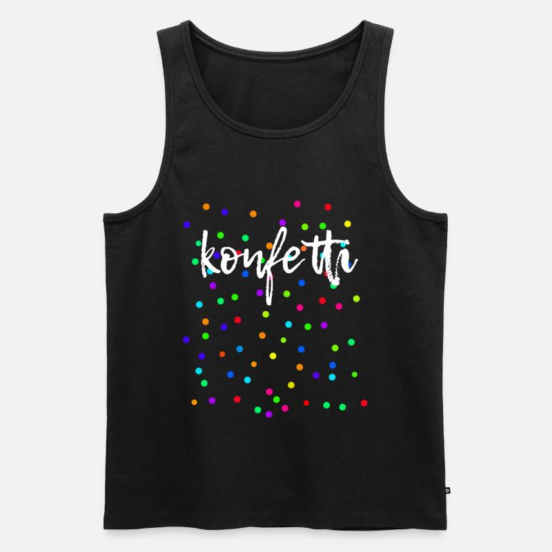 Konfetti Fasching Karneval Bunt - Männer Premium Bio Tank Top - Schwarz