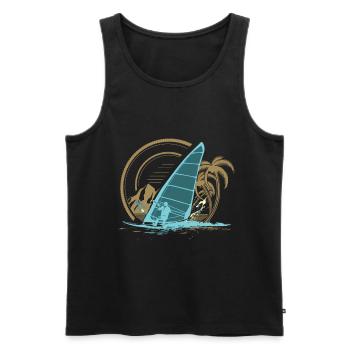 Windsurfing - Men's Premium Organic Tank Top - black - Front - AI Model Male 178 light (178cm)