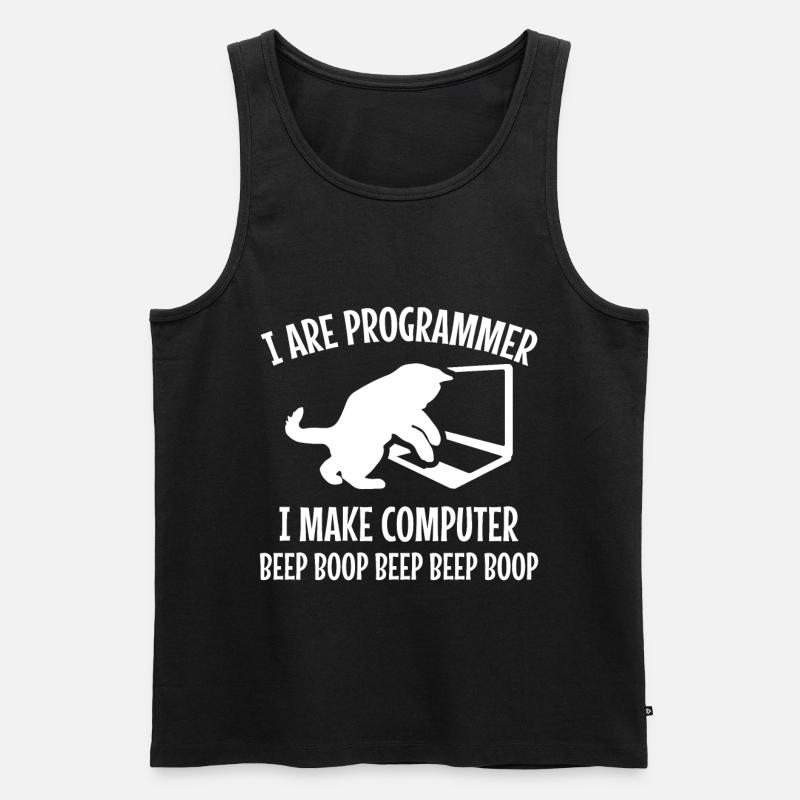 Programmierer Katze Geschenk Programmieren Mitze - Männer Premium Bio Tank Top - Schwarz