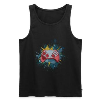 Gaming - Débardeur bio Premium Homme - noir - Devant - Michal (187cm)