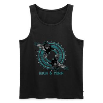 Hugin et Munin Ravens Odin Mythologie nordique - Débardeur bio Premium Homme - noir - Devant - Michal (187cm)