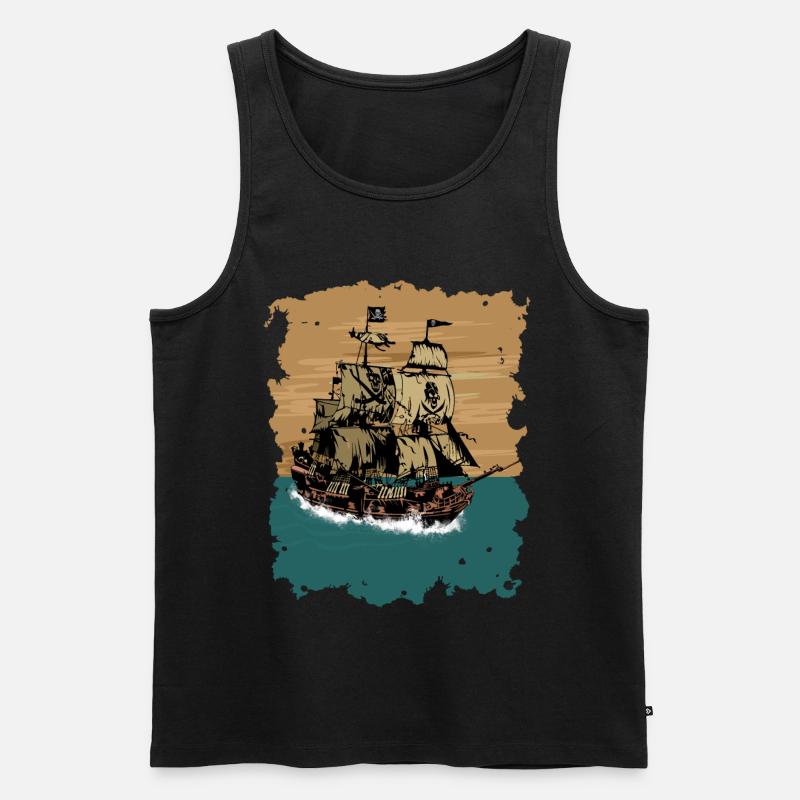 Piratenschiff - Männer Premium Bio Tank Top - Schwarz