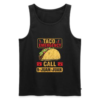 Taco Emergency Call 9 Juan Juan Funny Mexican - Men's Premium Organic Tank Top - black - Front - AI Model Male 178 light (178cm)