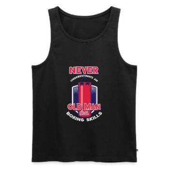 Alter Mann-Verpacken-Boxer-lustiger Kämpfer-Sport - Männer Premium Bio Tank Top - Schwarz - Vorne - Michal (187cm)
