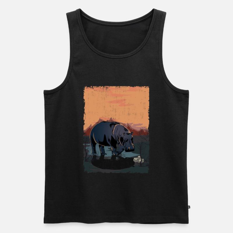 Nilpferd - Männer Premium Bio Tank Top - Schwarz