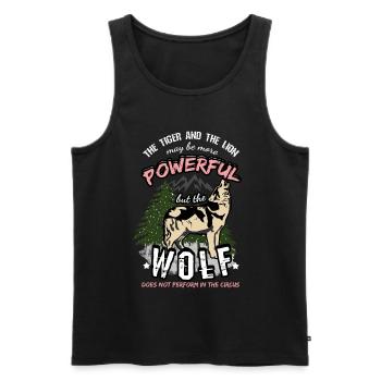Wolf quote saying lion and tiger circus - Men's Premium Organic Tank Top - black - Front - AI Model Male 178 light (178cm)