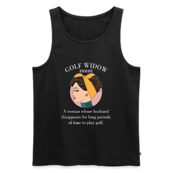 Wife Husband Golfer Funny Gift Golf Widow Noun - Men's Premium Organic Tank Top - black - Front - AI Model Male 178 light (178cm)