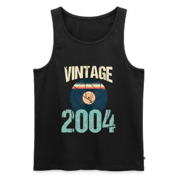 Vinyle Retro Vintage 2004 16 ème Anniversaire - Débardeur bio Premium Homme - noir - Devant - Michal (187cm)