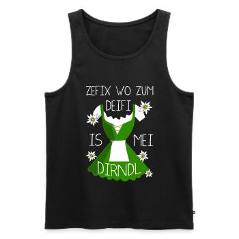 Zefix Wo Zum Deifi Is Mei Dirndl Spaß - Männer Premium Bio Tank Top - Schwarz - Vorne - Michal (187cm)