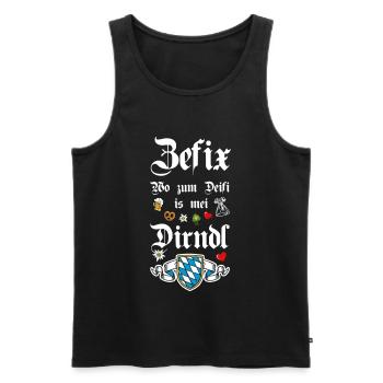 Zefix Wo Zum Deifi Is Mei Dirndl Spaß - Männer Premium Bio Tank Top - Schwarz - Vorne - Michal (187cm)