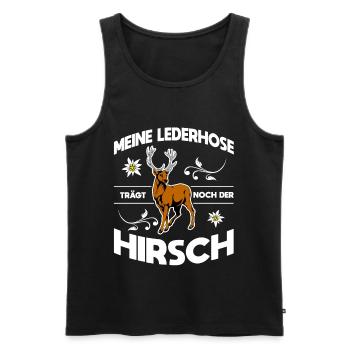 Meine Lederhose Trägt Noch Der Hirsch - Männer Premium Bio Tank Top - Schwarz - Vorne - Michal (187cm)