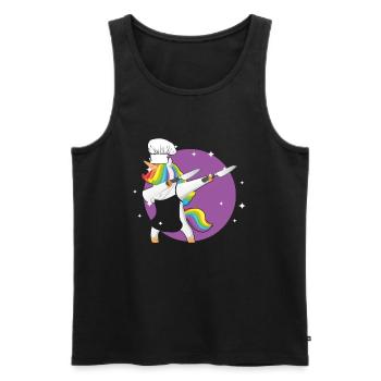 Einhorn-Chef, der betupfendes Pony-Geschenk kocht - Männer Premium Bio Tank Top - Schwarz - Vorne - Michal (187cm)
