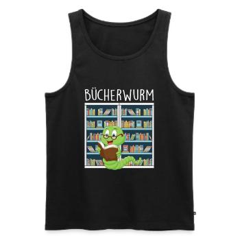 Bucherwurm in der Bibliothek - Männer Premium Bio Tank Top - Schwarz - Vorne - Michal (187cm)