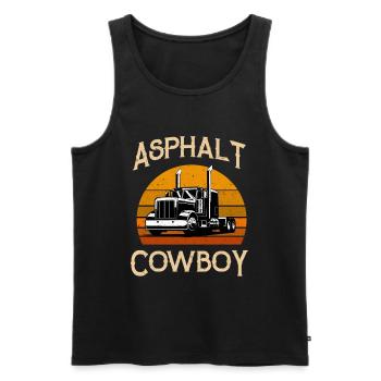 Retro Highway Trucker Road Truck Fahrer Asphalt - Männer Premium Bio Tank Top - Schwarz - Vorne - Michal (187cm)