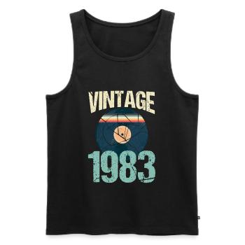 Retro Vintage 1983 37. Geburtstag Schallplatte Vinyl - Männer Premium Bio Tank Top - Schwarz - Vorne - Michal (187cm)